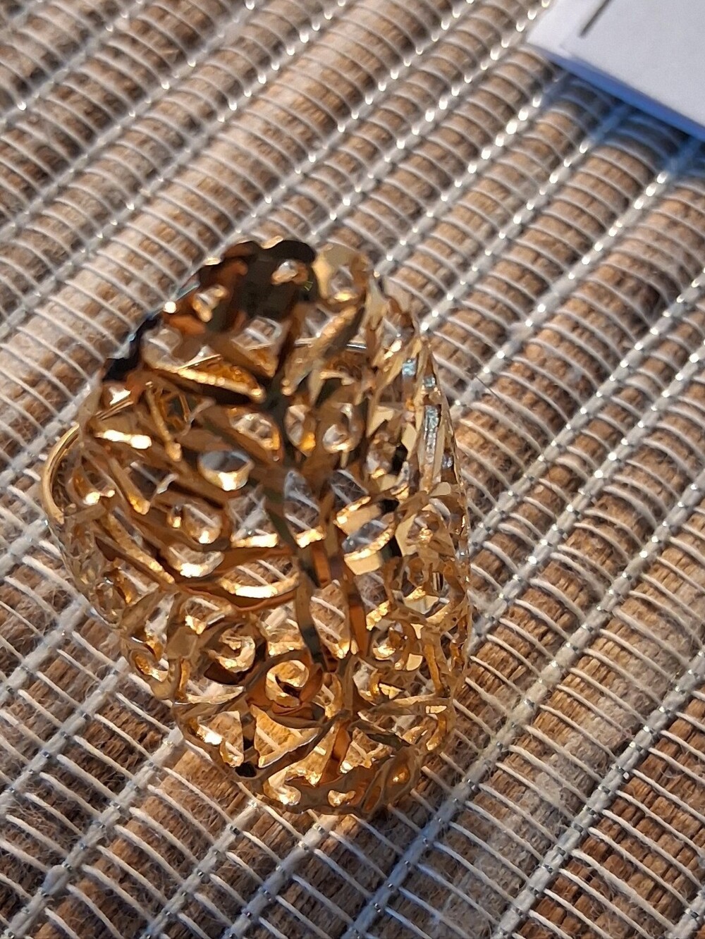 Vintage 925 Sterling Gold-Plated Filigree Statement Ring Size 9.5
